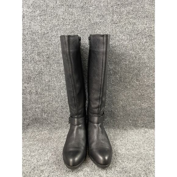 Alex Marie Black Leather Knee High Stretch Riding Boots Women's 6.5 - Picture 1 of 11